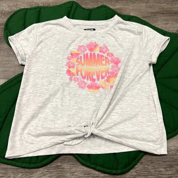 Hurley Girls Large 12-13 Gray Summer Forever Crop Tee - Picture 1 of 4